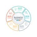Circle infographic template. Outline Diagram with 5 elements or steps. Workflow, layout template. Business process.